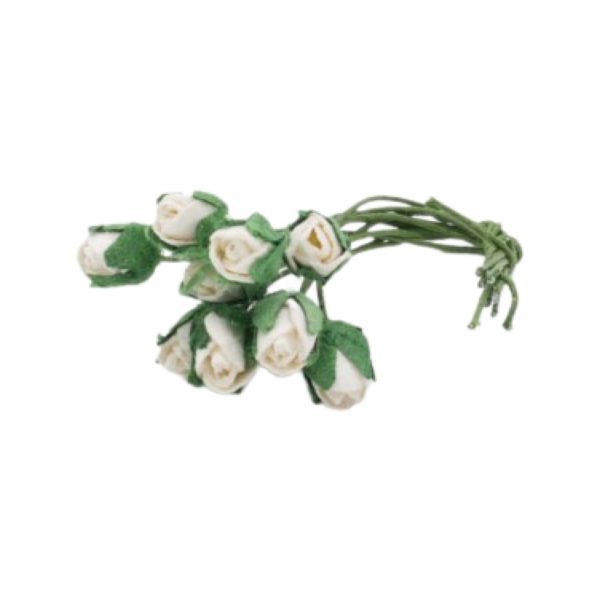 White Rosebuds Set of 10