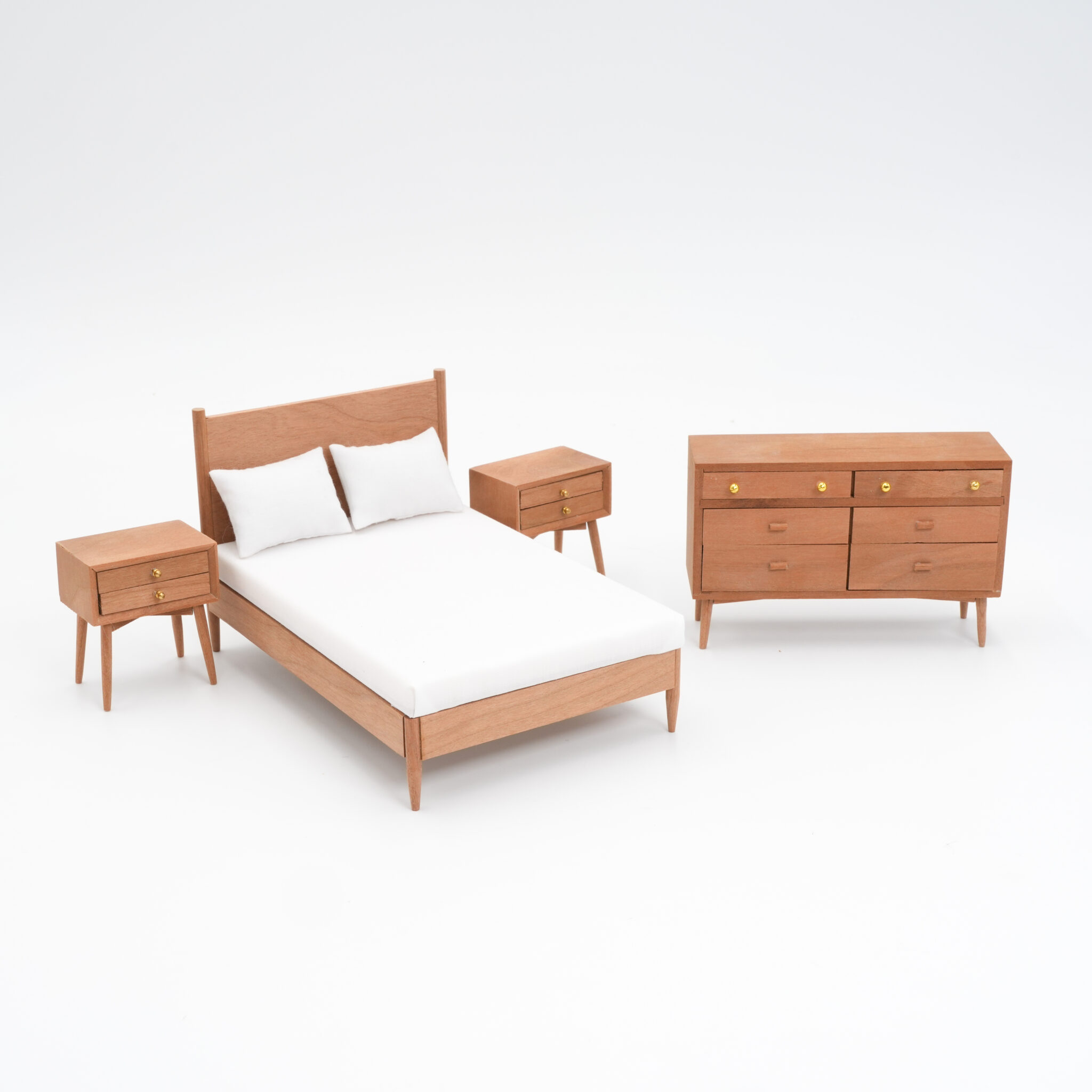 Modern Cherry Bedroom Furniture Set | 1:12 Dollhouse Miniature | The ...